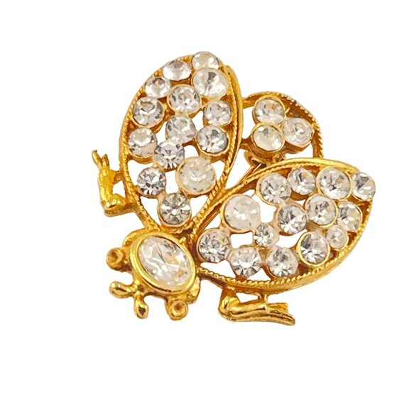 Vintage Gold-Tone Rhinestone Ladybug Brooch Pin - Picture 2 of 6